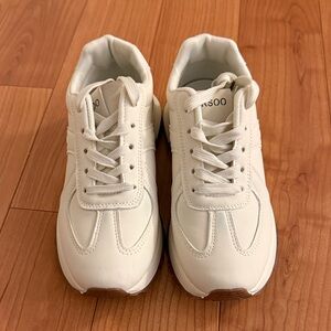 White Lace-Up Sneakers